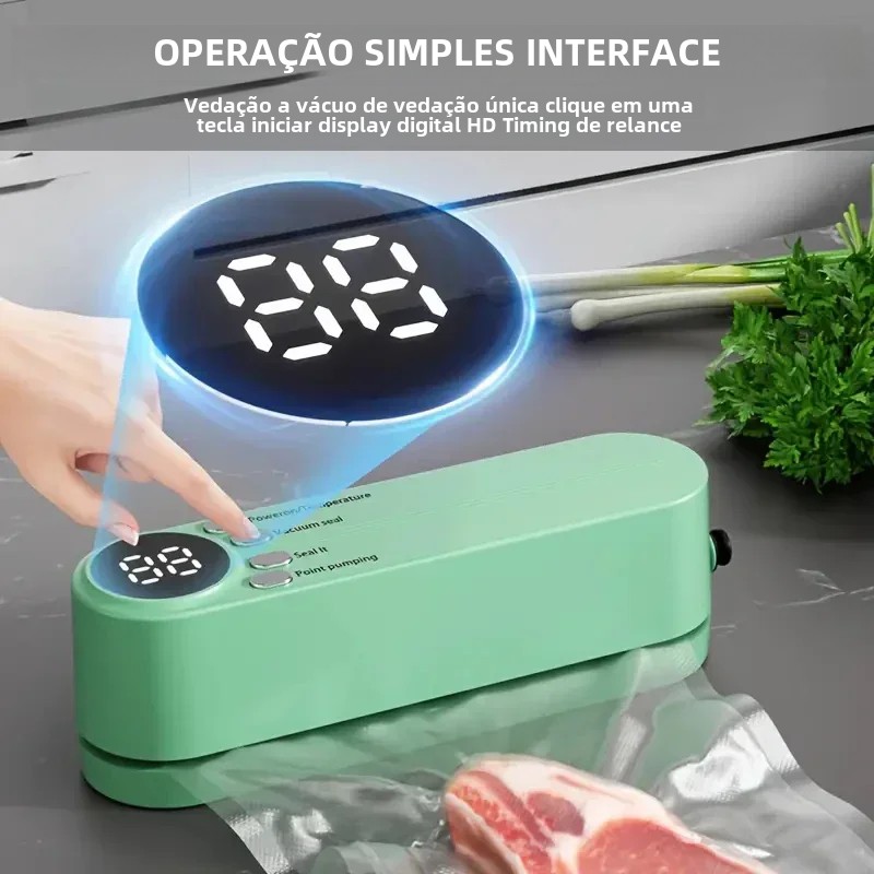 Máquina seladora a vácuo compacta e bem projetada, selos de plástico de qualidade alimentar, sacos de vácuo e sacos de rolo, acessório de cozinha ideal