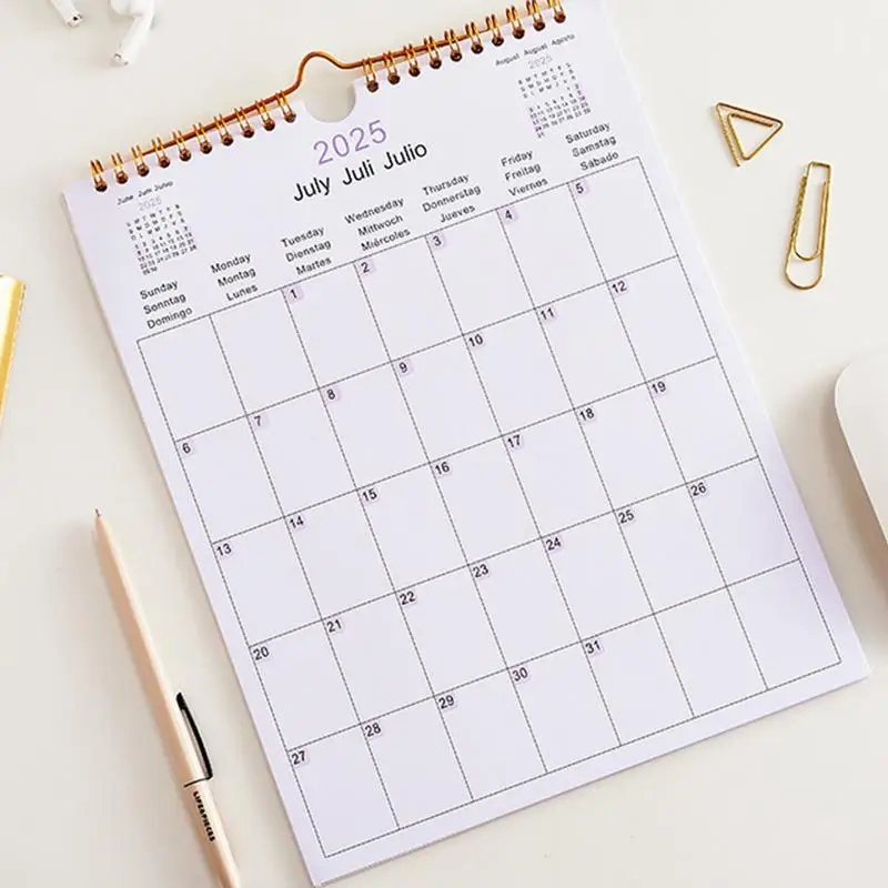 2025 Wall Daily Monthly Calendar Home Hanging Record Form Appointment Planning Monthly Paper Family With ES DE EN