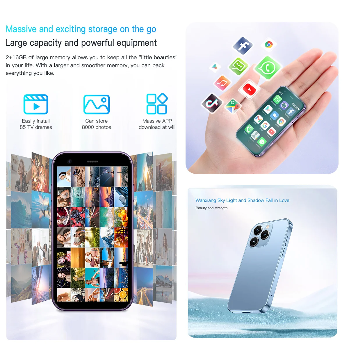 SOYES XS15 มินิสมาร์ทโฟน 3.0 นิ้ว 2GB RAM 16GB ROM Dual SIM สแตนด์บาย Play Store 3G สมาร์ทโฟนขนาดเล็ก