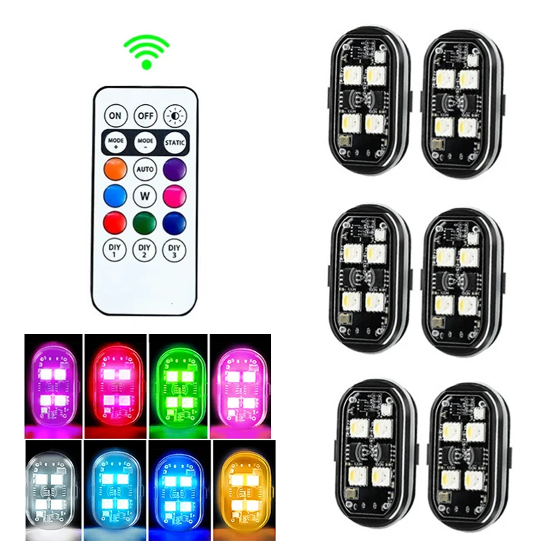 Luces estroboscópicas Led RGB para coche, posición de Flash LED para motocicleta, luz inalámbrica, avión, helicóptero, accesorios de luces de advertencia