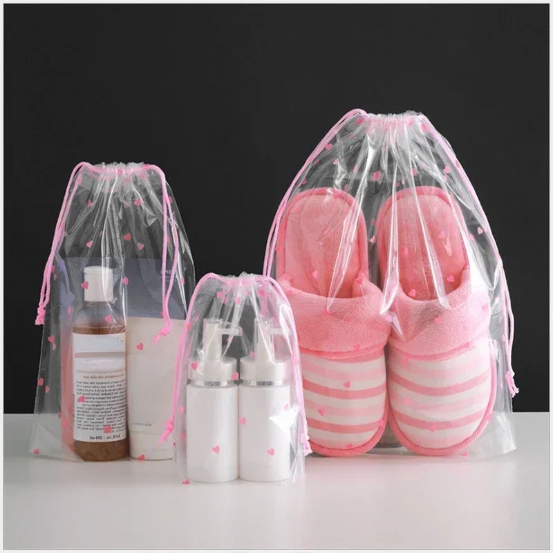 1 pçs viagem portátil à prova dwaterproof água beleza caso sacos de higiene pessoal transparente cordão saco cosmético menina claro saco de maquiagem organizador