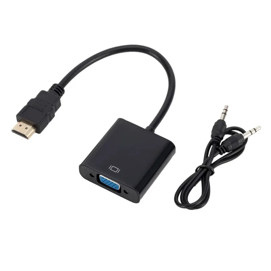 Hd 1080p hdmi-compatível com conversor de cabo vga com fonte de alimentação de áudio macho para fêmea conversor adaptador para pc tv tablet portátil
