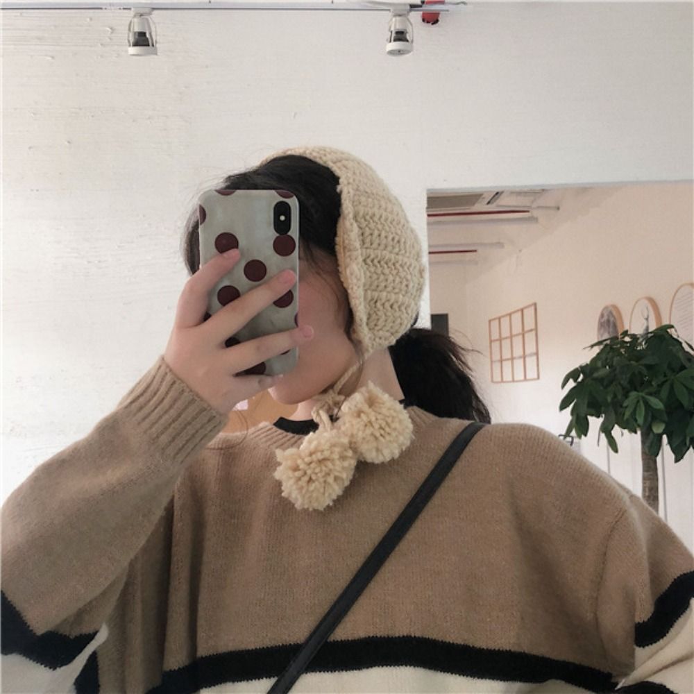 Chic estilo coreano y2k protetores de orelha de pelúcia engrossar macio quente jk malha earflap à prova de vento esqui inverno capa de orelha feminina