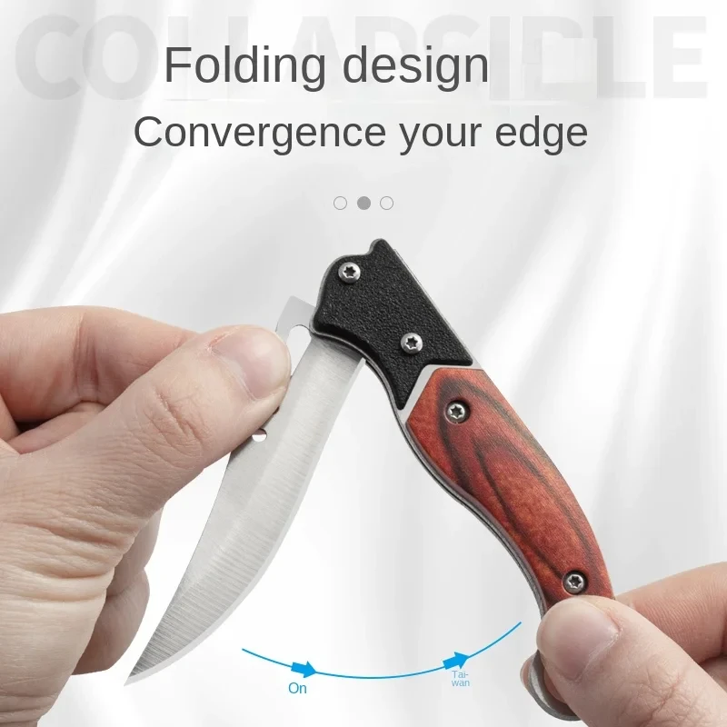 Coltello pieghevole compatto con lama in acciaio inossidabile resistente, strumento da campeggio di sopravvivenza multifunzionale