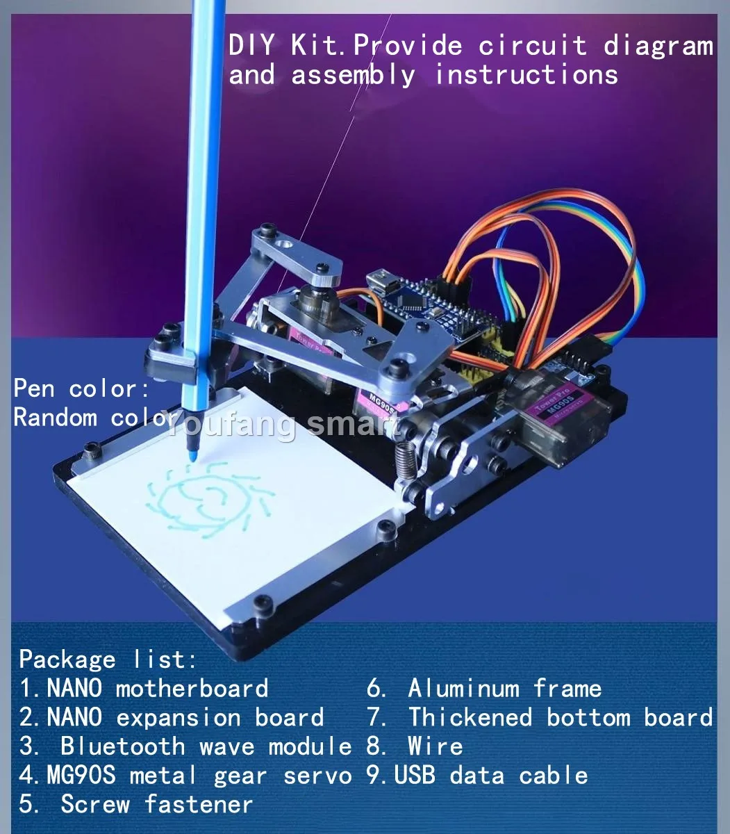 Drawbot Robot MG90S Manipulator Artboard Bots APP Drawing Machine For Arduino Robot DIY Kit NANO Programmable Robot Starter Kit