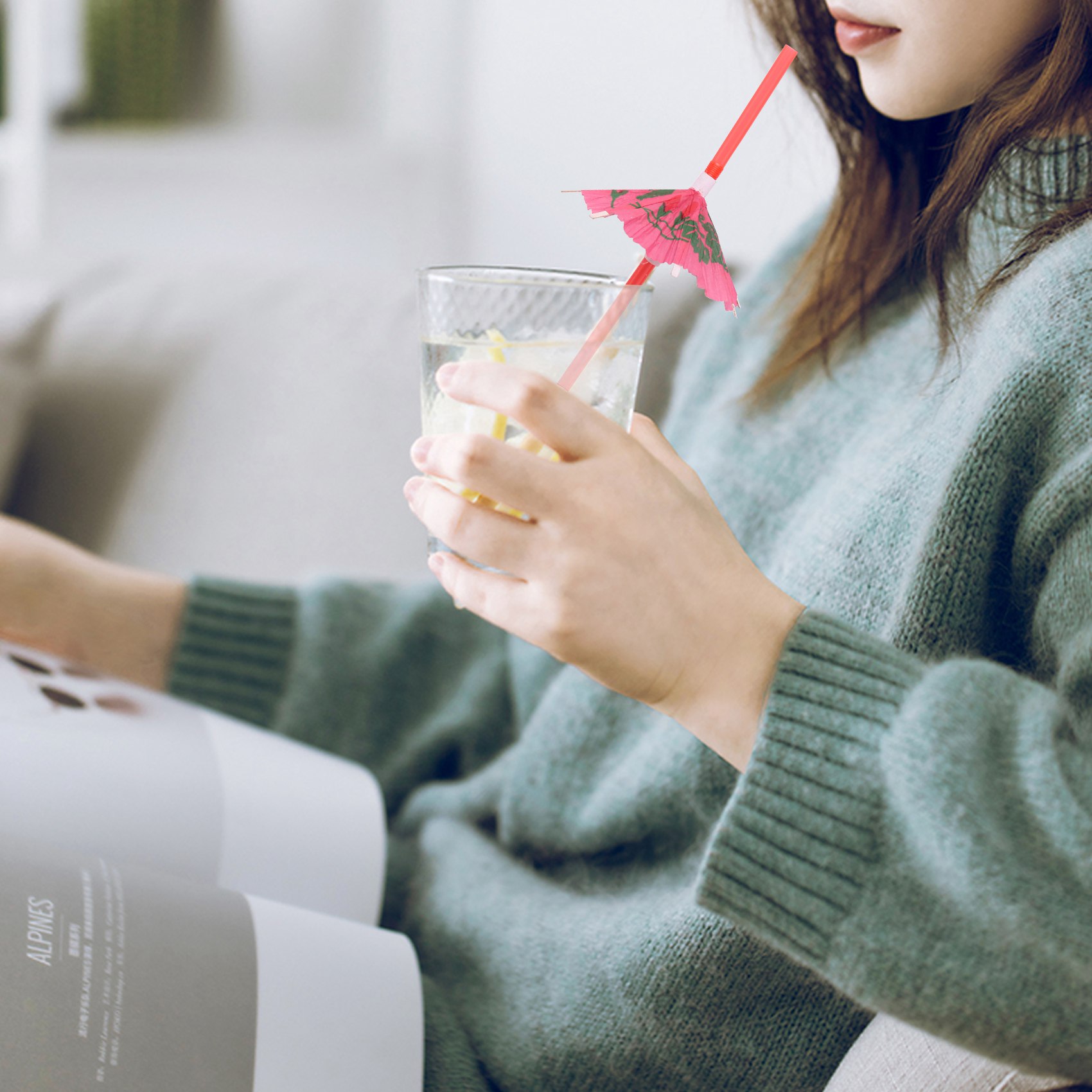 หลอดดูดดื่มร่ม 50 ชิ้น, ชายหาดฮาวายค็อกเทล Luau อุปกรณ์ตกแต่ง