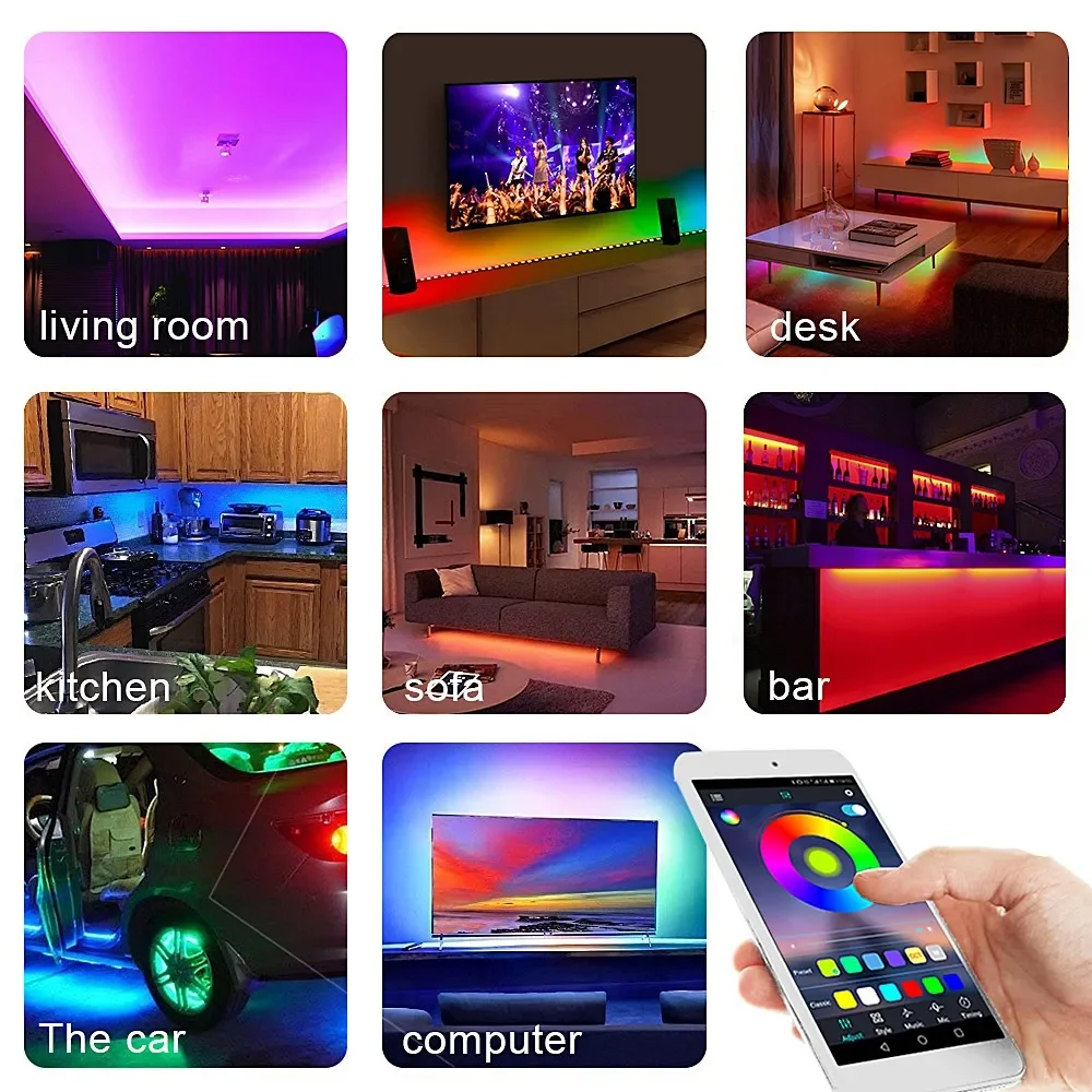 Smart 5V USB Bluetooth Controller 4pin 5050 2835 RGB LED Strip Light 4 Pin Connector Phone APP Contrl Tape TV Backlight Decor