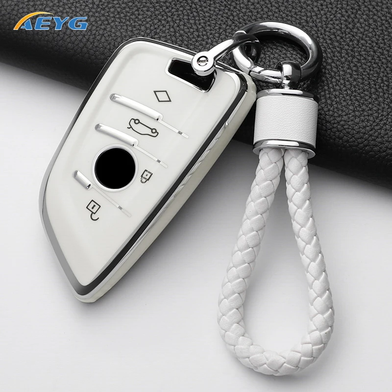 TPU Car Remote Key Case Cover Shell Fob For BMW X1 X3 X4 X5 X6 F15 F16 G30 3 5 7 Series G11 F48 Accessories Keychain
