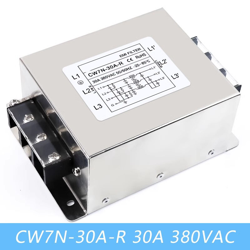EMI-Filter-Leistungsreiniger CW7N-20/30/40/50/60/70/75A-R 380 VAC 3-Phasen-Wechselstrom-Netzteilfilter Anti-Interferenz