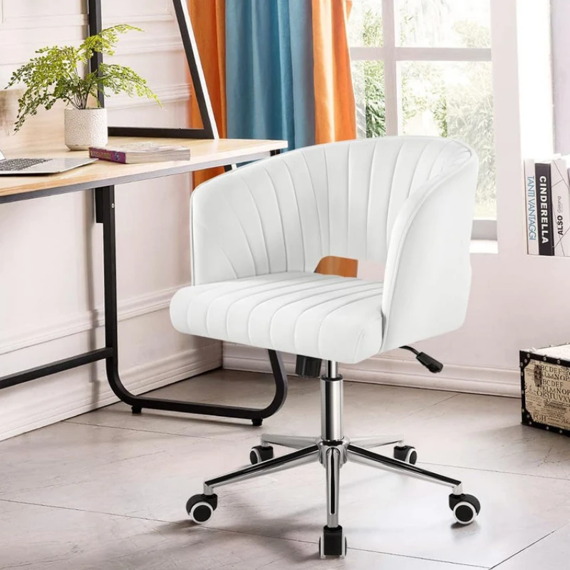 Silla de escritorio giratoria de terciopelo, silla de tocador para oficina en casa con 360 °   Silla de tocador con base dorada y reposabrazos giratorio para salón y dormitorio