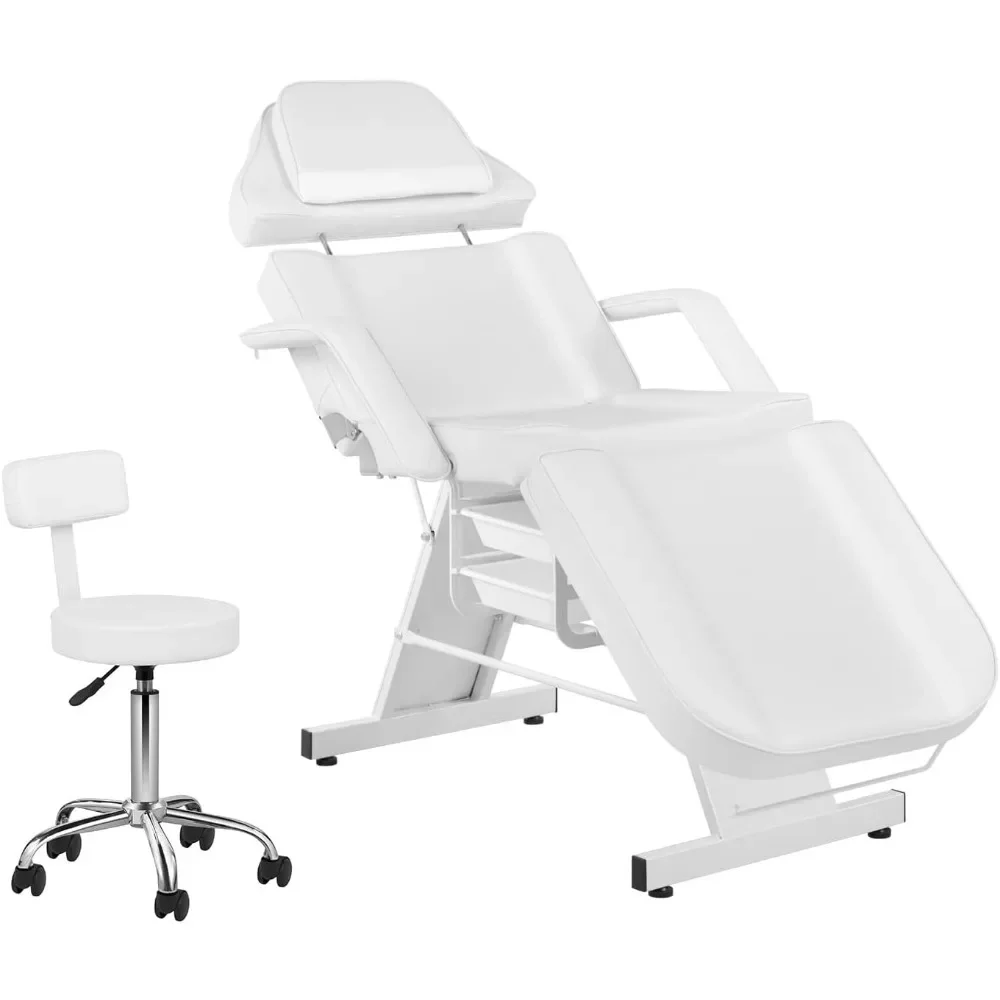 Facial Chair, Tattoo Chair Adjustable 3-Section Multipurpose With Hydraulic Stool For Esthetician Beaut, Pedicure Chairs
