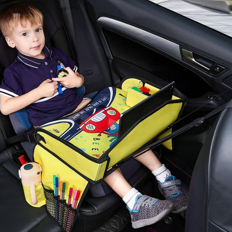 Bandeja de viagem infantil com organizador para viagem, assento para criança, bandeja para avião, mesa para crianças