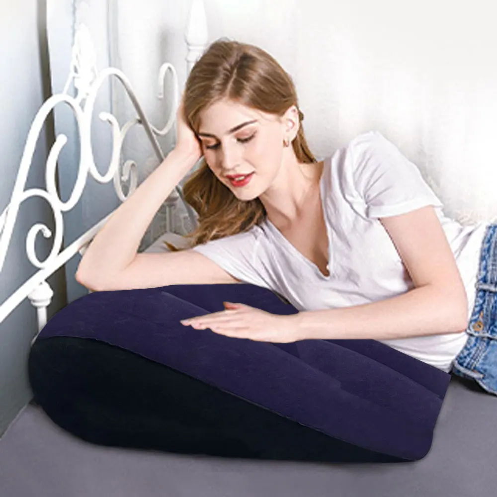 Almohada triangular inflable multiusos, soporte Lumbar para pierna y espalda, cómoda superficie flocada, regalo, 1 ud.