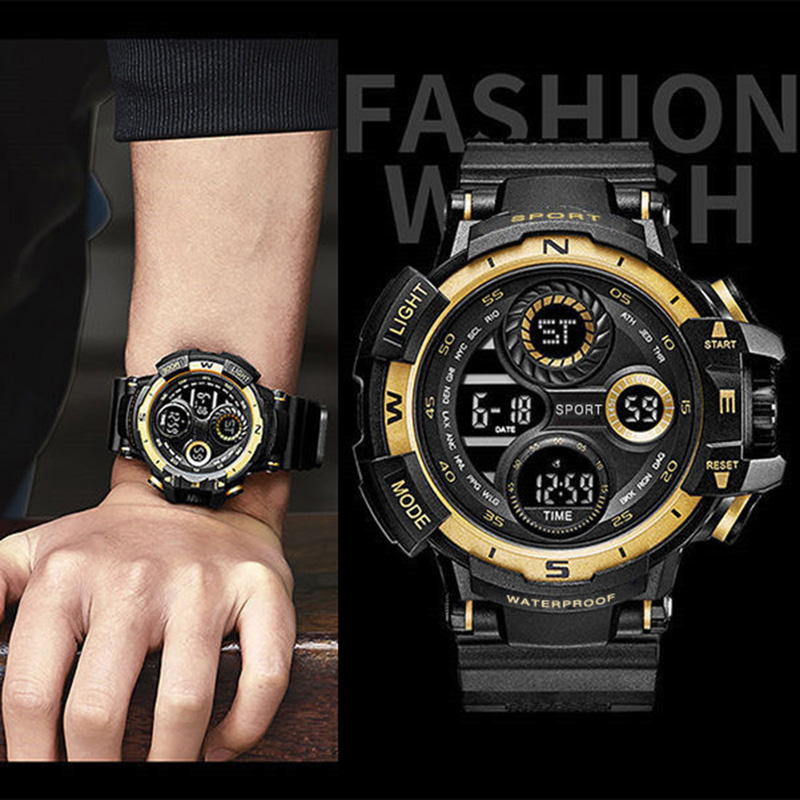 Reloj Digital militar para hombre, relojes deportivos para exteriores, reloj de pulsera electrónico resistente al agua con cronógrafo luminoso para estudiantes