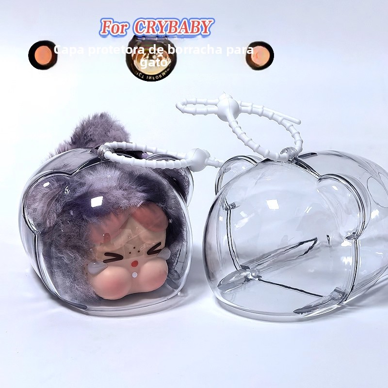 Capa Protetora Transparente de Alta Definição para Boneca Crybaby, Ornamento de Mochila de Vinil, Bolsa de PVC Dura Irregular