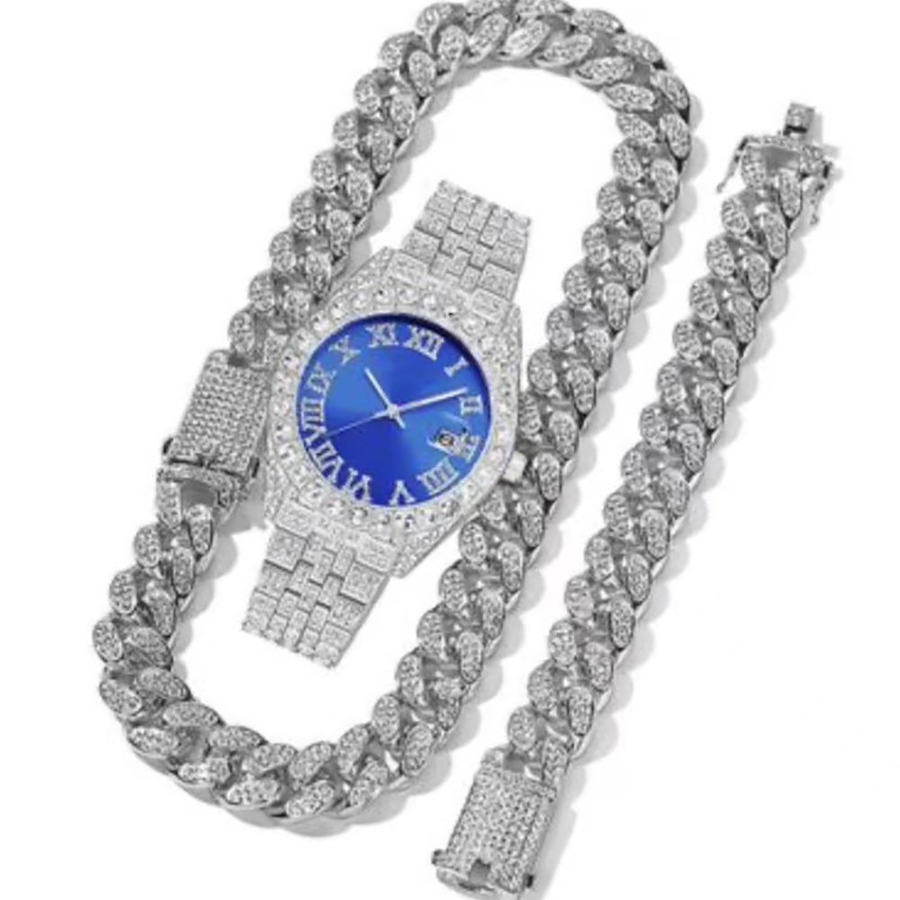 Relógio masculino banhado a ouro hip hop, movimento de quartzo com mostrador redondo de zircônia completa, design de luxo brilhante para estilo de festa