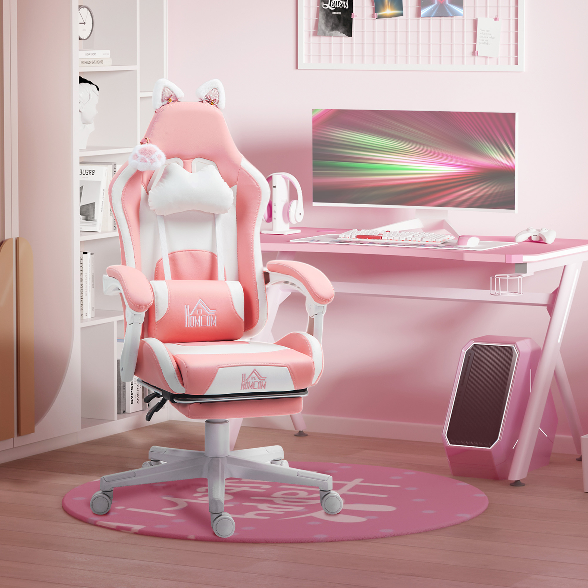 HOMCOM Gaming Chair with Footrest, Reclining Computer Chair
