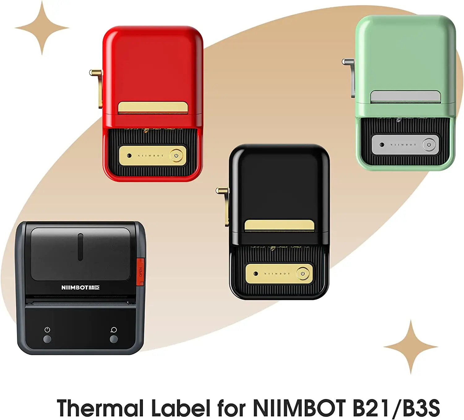 Niimbot-papel de impresión de etiquetas B21/B203/B3S/B1, adhesivo transparente con nombre, impermeable, autoadhesivo de dibujos animados