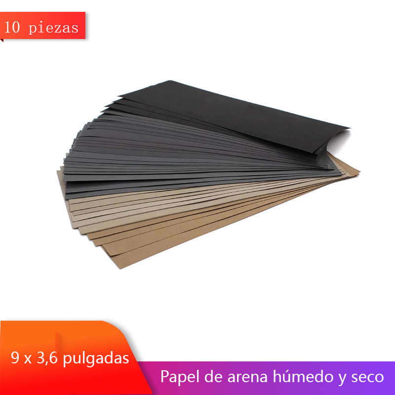 10pcs papel de arena seco y húmedo 9x3,6 pulgadas papel de arena para automóviles de madera papel de arena para automóviles Metal plástico pulido papel de arena impermeable
