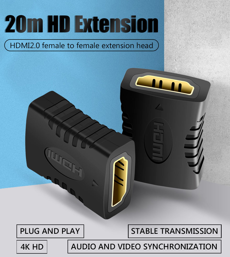 1-2 pces 4k hdmi extensor fêmea para fêmea conversor adaptador de extensão para monitor exibição portátil ps4/3 pc tv hdmi cabo extensão