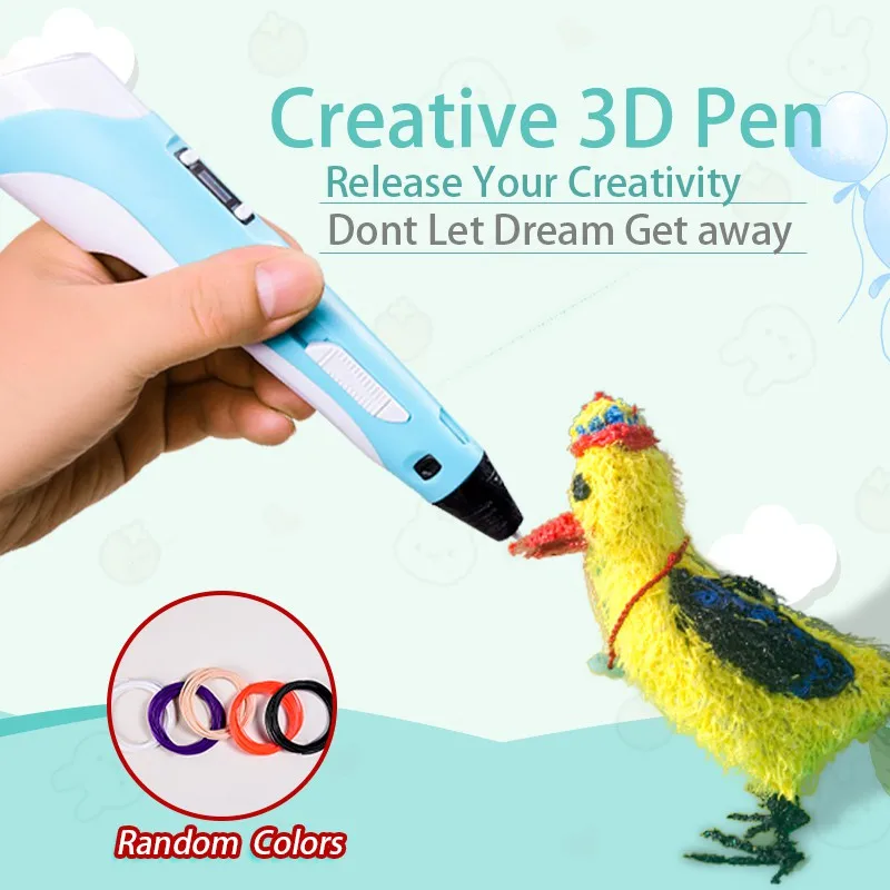 Caneta 3d para crianças, caneta de desenho com impressão 3d, conjunto engraçado diy para crianças, aniversário, natal, presente criativo com filamento pla