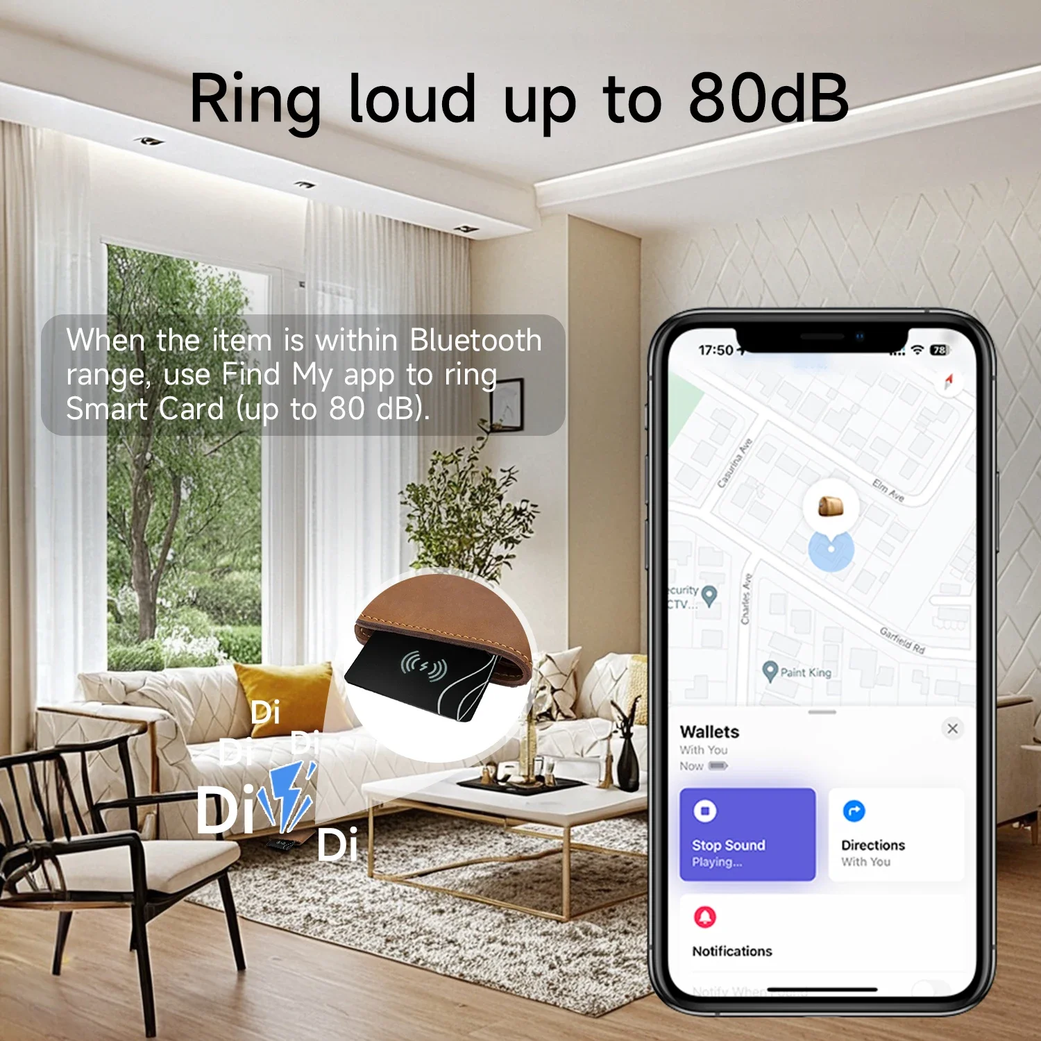 Novo cartão rastreador de carteira Bluetooth ultrafino carregamento sem fio funciona com Apple Find My (iOS apenas) rastreador de itens à prova d'água IP68
