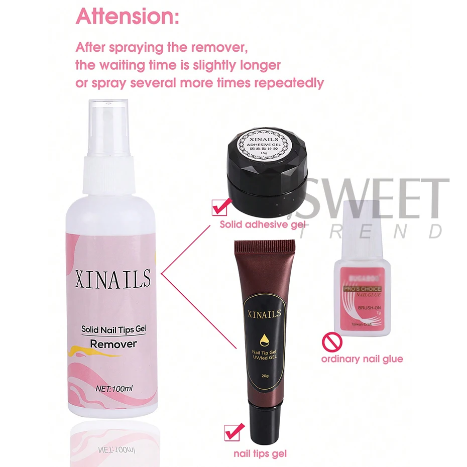 100ml เคล็ดลับเล็บปลอม Solid กาวเจล Remover เล็บง่ายต่อการนุ่ม Remover กดบนเล็บเจลเคล็ดลับปลอม Remover เครื่องมือ