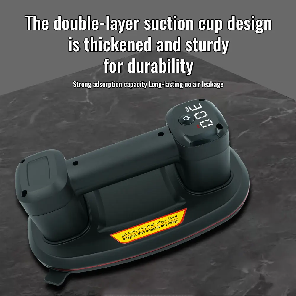 300KG vacuum adsorption suction cup.P9 double motor power sucker. Oval-shaped appearance. USB charging. Move tiles, granite, etc