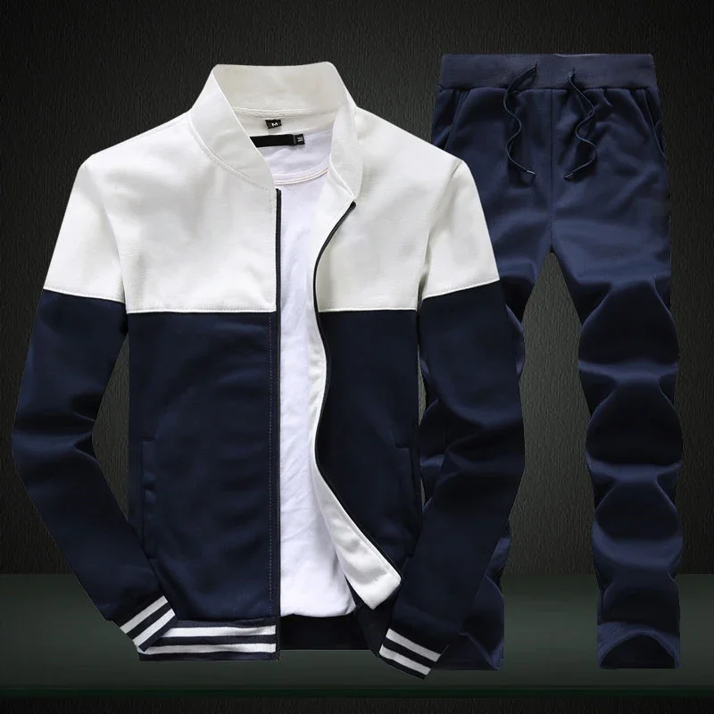 EAEOVNI, conjuntos de chándal para hombre, Sudadera con capucha y cremallera, pantalón de chándal, trajes para correr al aire libre, sudadera de retales, pantalón, ropa para hombre, conjuntos de 2 piezas