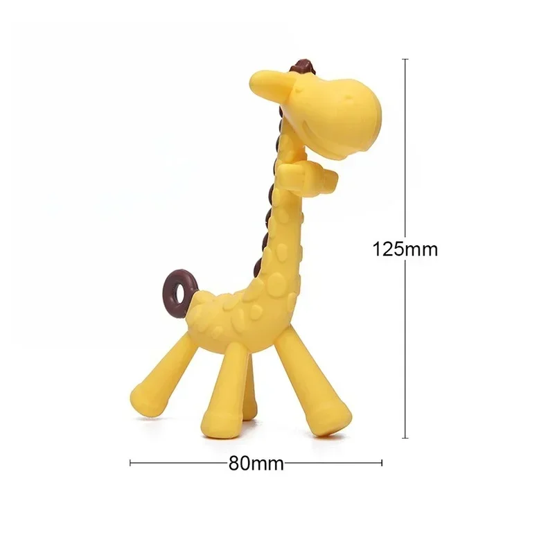Mordedor molar de bebê de grau alimentício, mordedor de girafa de silicone, dentição de desenho animado para bebês, alívio de gengivas, brinquedos essenciais para recém-nascidos