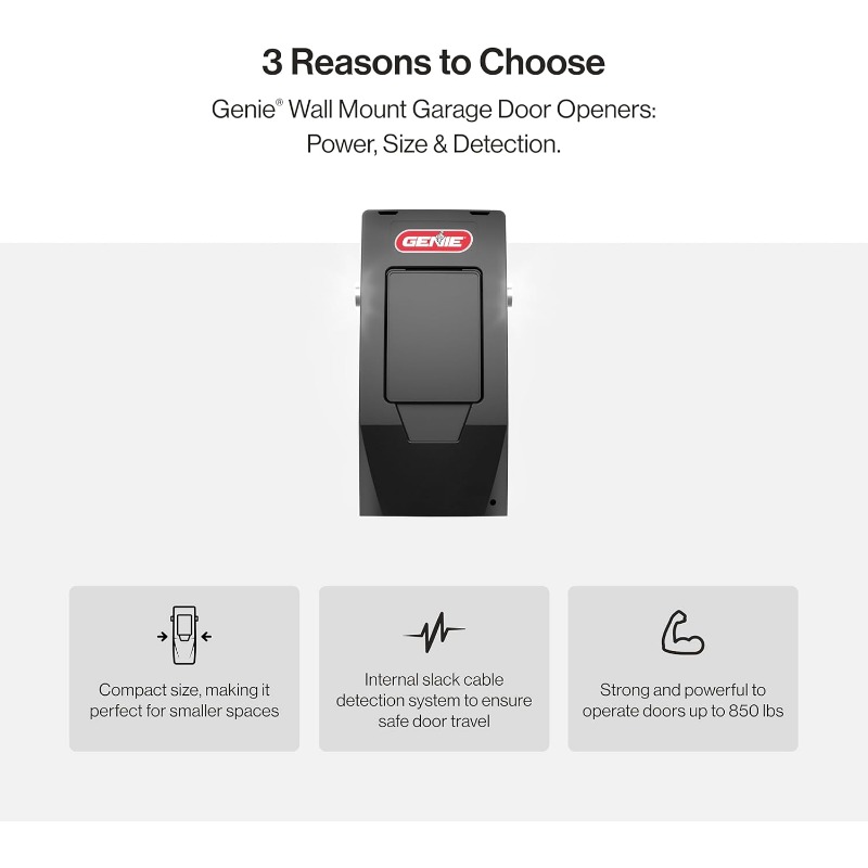 6072H-O Residential Wall Mounted Garage Door Opener, Black