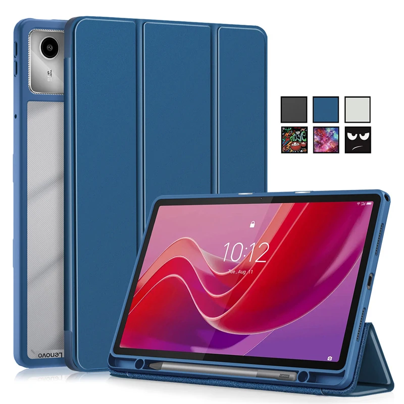 Tablet para lenovo tab m11 caso com suporte de caneta dobrável acrílico tpu capa traseira para xiaoxinpad xiaoxin pad 2024 caso 11 polegada