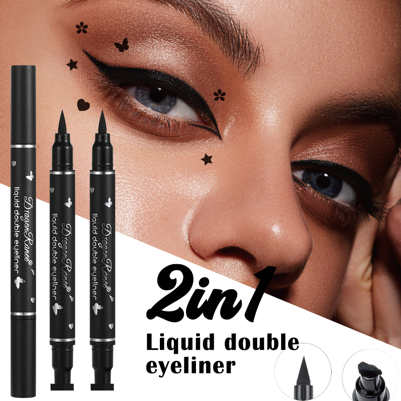 Double-Ended Seal Eyeliner Wasserdichter, nicht verschmierender flüssiger Eyeliner-Stift, schnell trocknend, wasserdicht und schweißfest, nicht leicht zu verschmieren, Eyeliner Seal Liquid Eyeliner