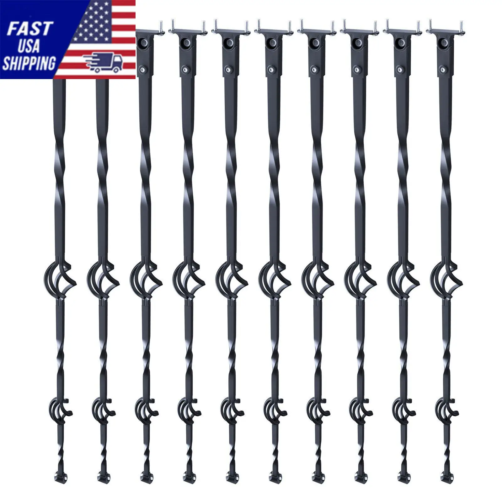 Staircase Metal Balusters, 44'' x 1/2" Galvanized Steel Decorative Banister Spindles, 10 Pack Deck Baluster with Hollow Do