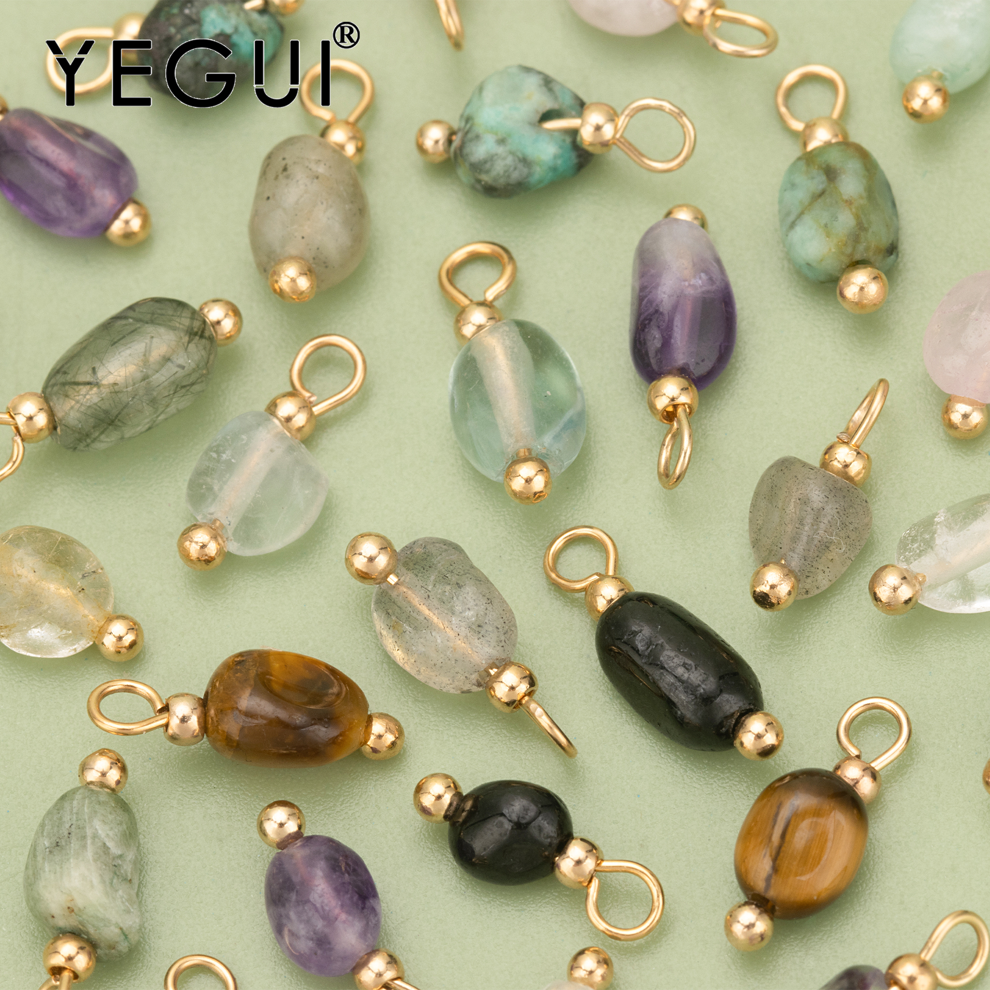 YEGUI C324S, accesorios de joyería, piedra natural, chapado en oro de 18 k, cobre, hecho a mano, fabricación de joyas, dijes, colgantes diy, 20 unids/lote
