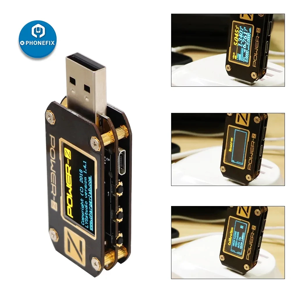 POWER-Z KM003C KT002 USB-C PD probador voltímetro PD3.1 QC5.0 voltaje del cargador corriente ondulación doble voltímetro Detector de banco de energía