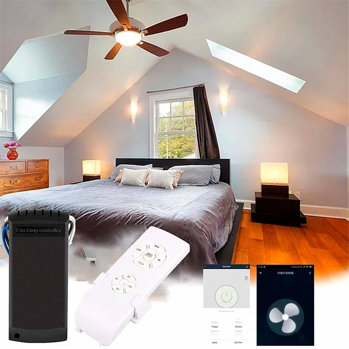 BABQ Tuya WiFi 스마트 천장 팬 원격 제어 키트 APP 제어 스마트 홈 Alexa Google 홈, 220V 용 풍속 조정