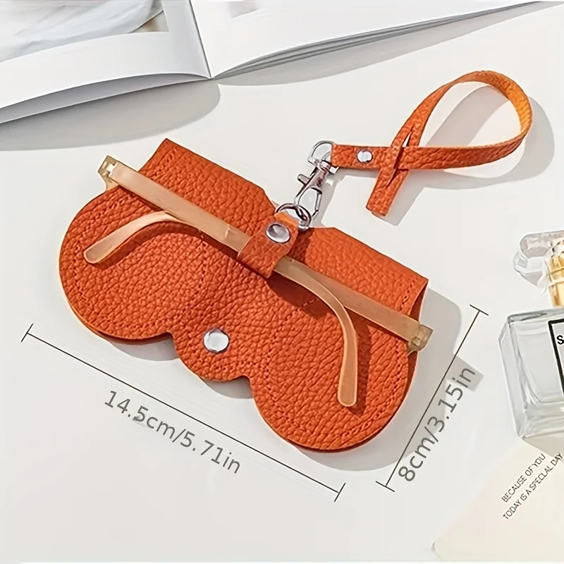 1 custodia per occhiali in PU carina |   Borsa per occhiali portatile con chiusura a scatto - Organizer da viaggio antigraffio (roffrato in litchi)