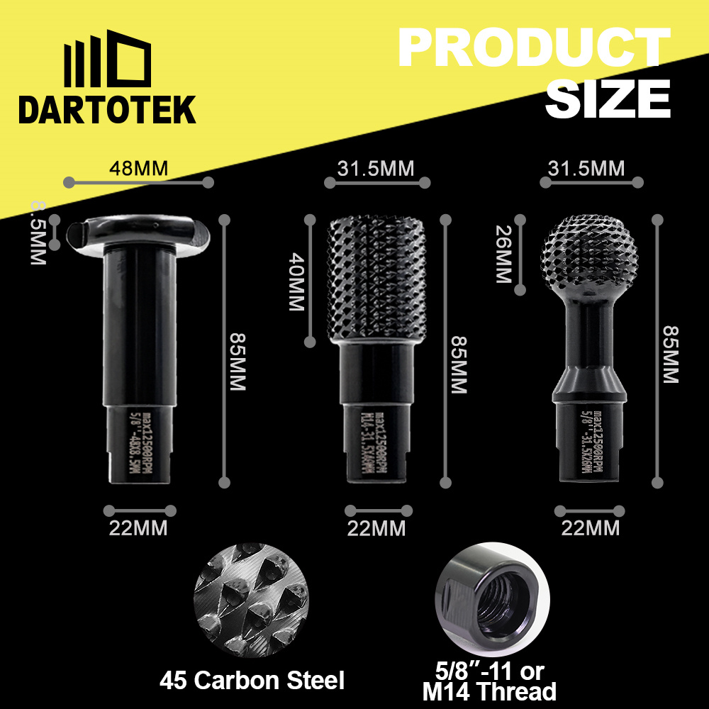 DARTOTEK File Drill Bits Wood Carving Bits Grinding Head Engraving Groove Countertop Woodworking Abrasive Tool Angle Grinder