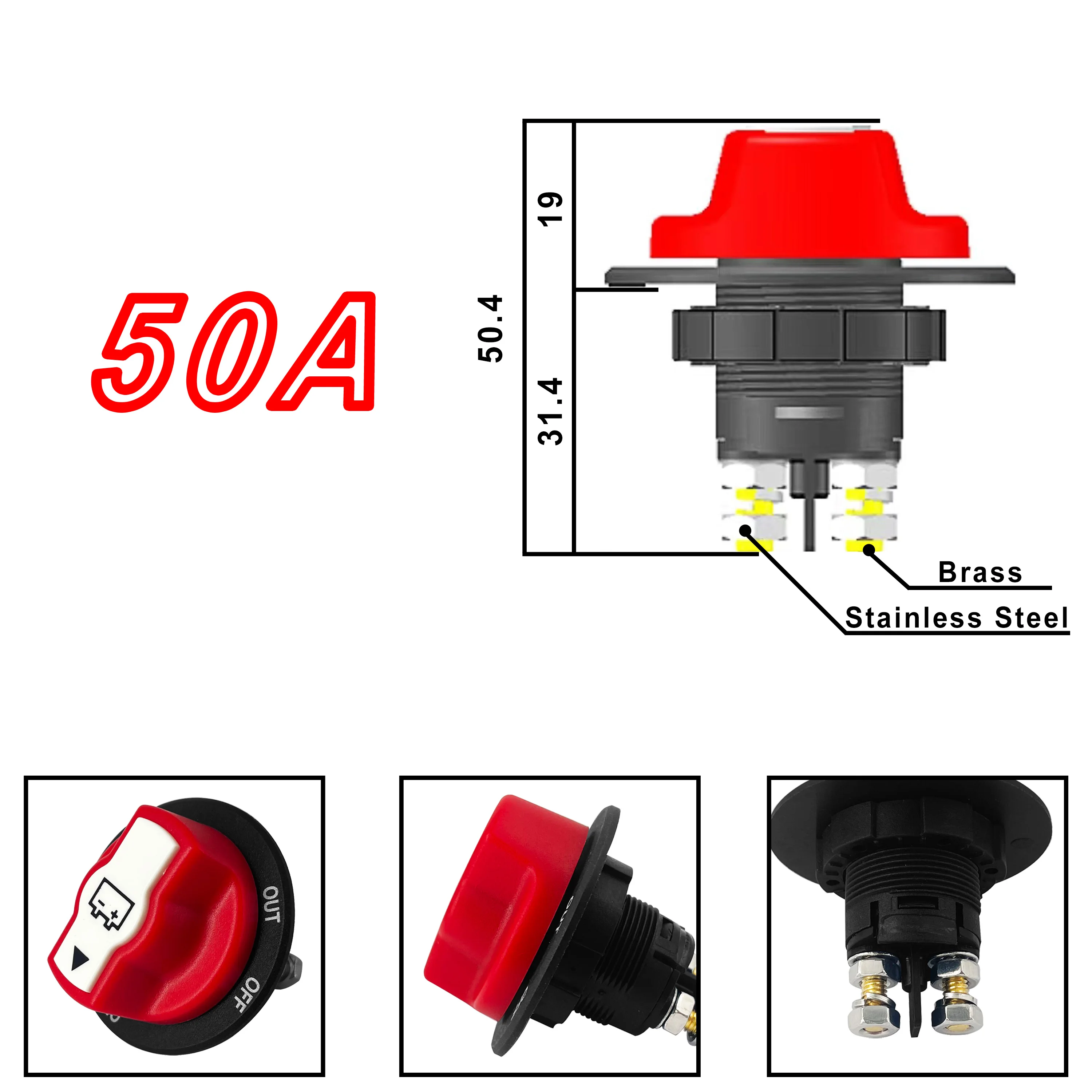 Interruptor de desconexión de batería de coche a prueba de agua, aislador de corte maestro para motocicleta, Camper, RV, ATV, UTV, 50A, 100A, 200a