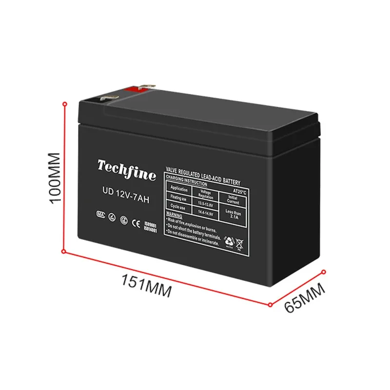 Techfine高品質12V 7AH密閉型鉛蓄電池 7.2AH UPSバッテリー