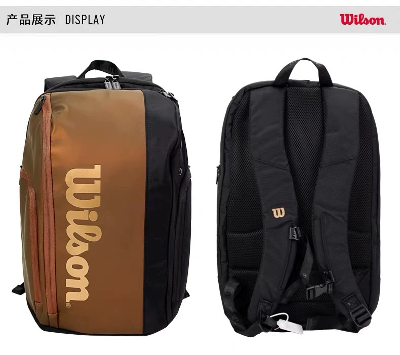 Wilson กระเป๋าไม้เทนนิส V14 9-Pack กระเป๋าเป้สะพายหลังแร็กเก็ตความจุขนาดใหญ่พร้อมช่องใส่รองเท้ากระเป๋ากีฬา Super Tour Pro กระเป๋าแร็กเก็ต