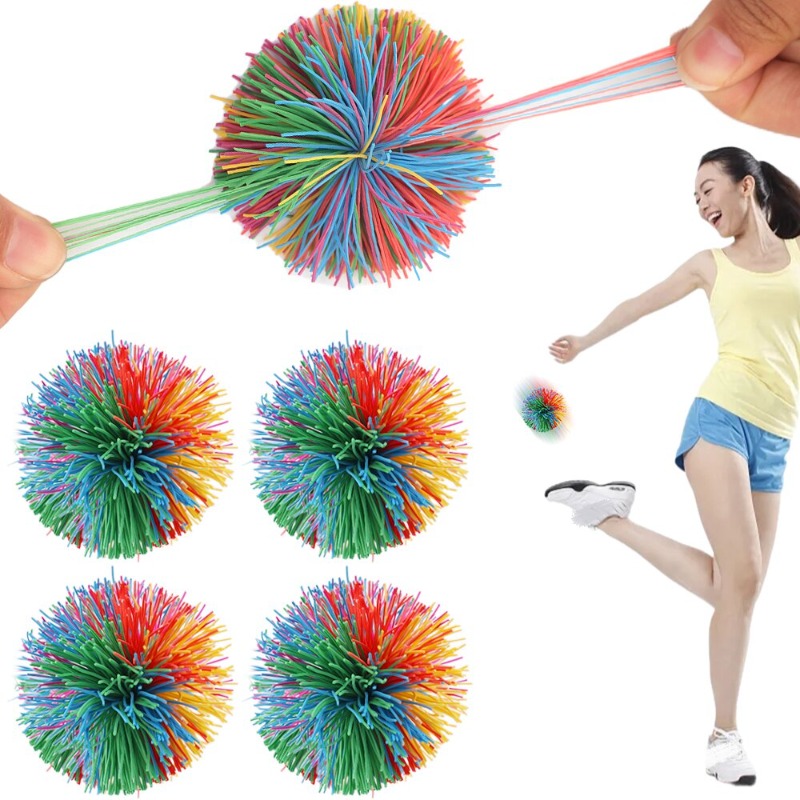 Decompression Rainbow Sandbag Ball Multifunctional Colorful Rubber Band Shuttlecock Wire Ball Toy Kids Anti-Stress Stretchy Ball
