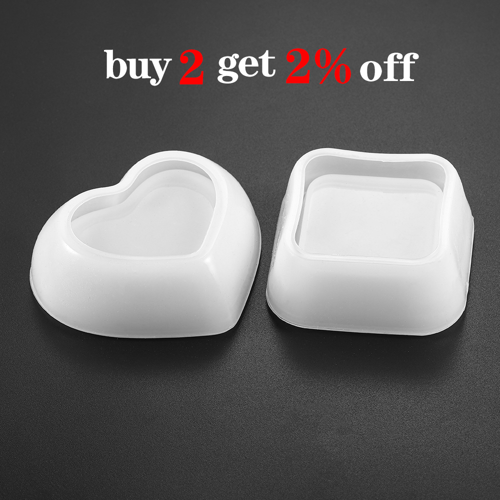 Silicone Epoxy Resin Coaster Mold, Quadrado, Coração, Moldes de Fundição, Artesanato, Argila, Fazer Jóias, DIY Acessórios, 1Pc