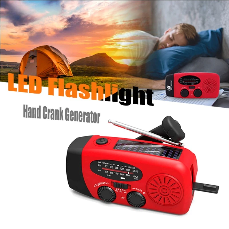 Generatore a manovella Power Bank Radio meteorologica solare Interfaccia USB portatile di emergenza esterna Ricarica adatta per uso esterno