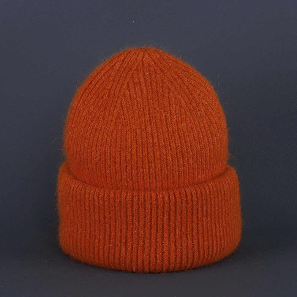 冬暖かいアンゴラビーニー帽子女性ガールズウサギの毛皮ふわふわニットキャップ耳介ソフト暖かいスキー雪屋外 Skullies