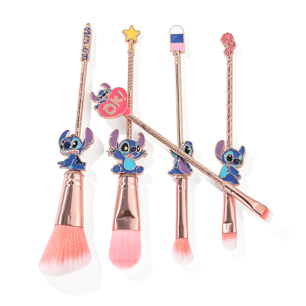 5 unids/set Lilo & Stitch pinceles de maquillaje Kawaii Stitch modelo cosméticos cepillo para mujeres sombra de ojos corrector labio cepillo de ojos