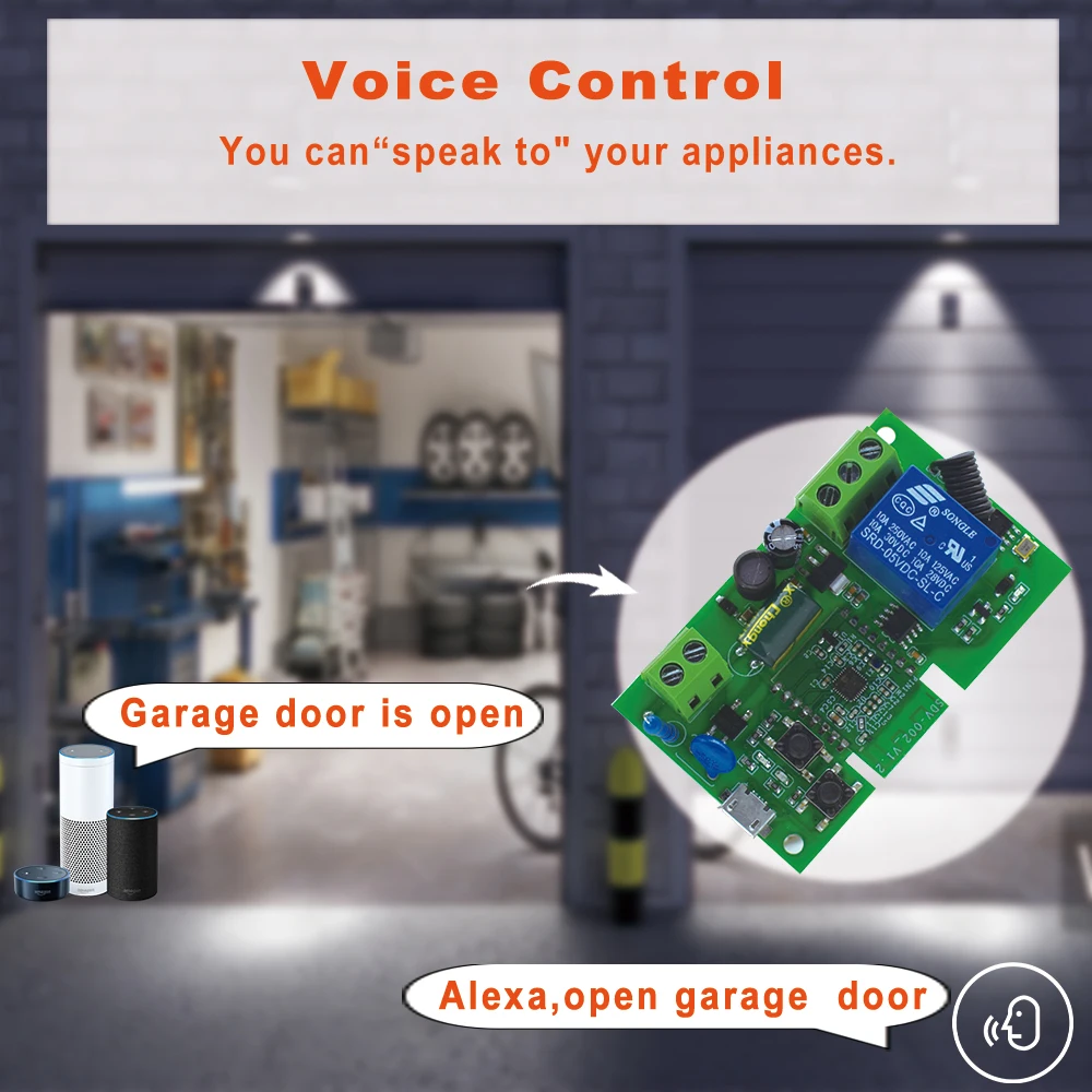 Ewelink App WIFI abridor de puerta de garaje inteligente automatización del hogar Control remoto interruptor controlador 1CH módulo de relé de avance lento Alexa