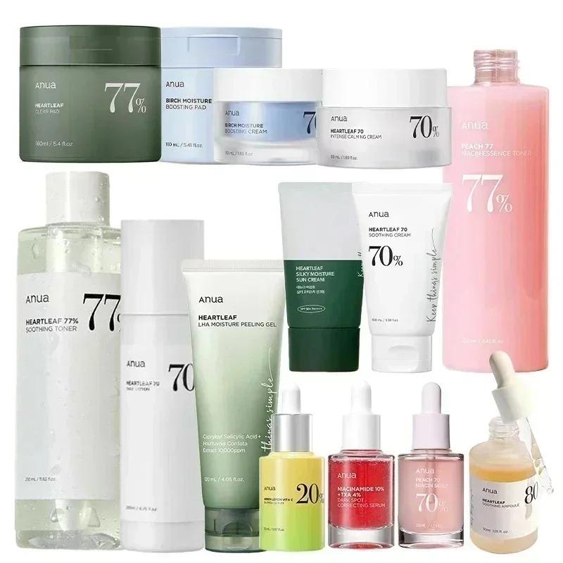 Juego de cuidado de la piel Coreana Heartletleaf Anua, esencia antienvejecimiento, emulsión de tóner hidratante, líneas finas, limpieza profunda, limpiador Facial