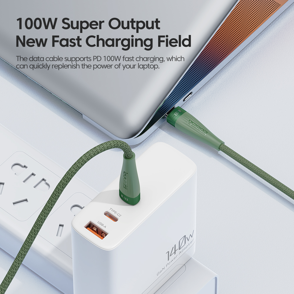 Toocki 240W 100W tipo C a tipo C Cable PD Cable de carga rápida Cable de datos para Poco Huawei Xiaomi Samsung USB C a USB C 3M